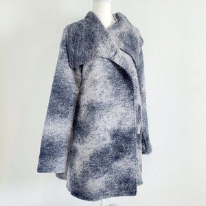 Nanette Lepore Gray Blue Wool Blend Wrap Coat